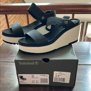 Timberland Black Wedge Shoes with Platform Sole
